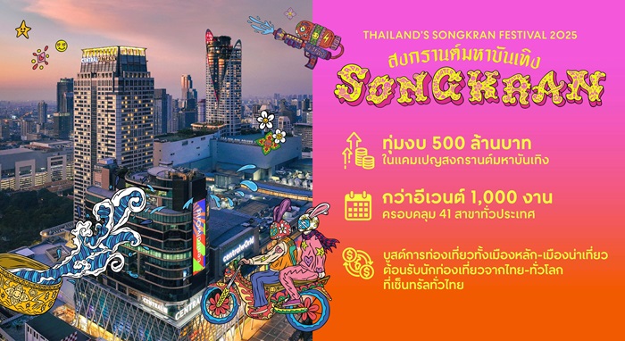 เซ็นทรัลพัฒนา ทุ่ม 500 ล้านบาท จัดสงกรานต์ไทยมหาบันเทิง บูมเศรษฐกิจ-ท่องเที่ยวรับไฮซีซัน ไตรมาส 2 ปี 68