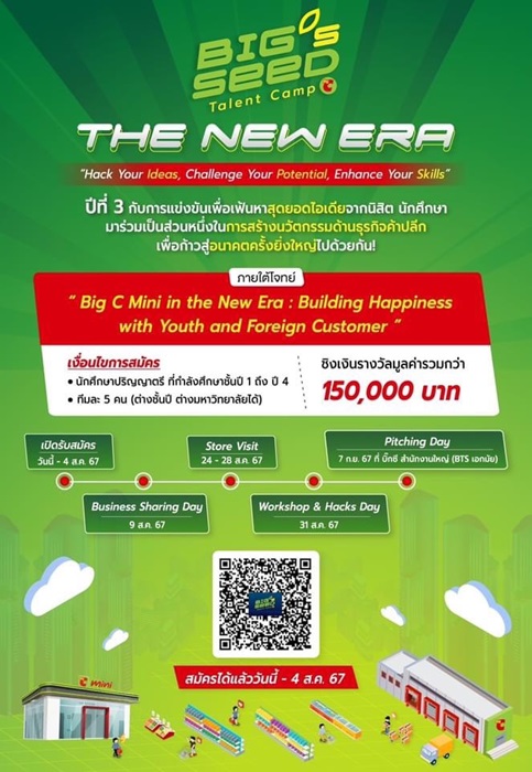 กลับมาอีกครั้งกับงาน Hackathon สุดปังจาก Big C โอกาสครั้งใหญ่สำหรับนัศึกษา ชั้นปีที่ 1-4 ที่จะมาร่วมแชร์มีไอเดียสุดครีเอทีฟ ชิงเงินรางวัลกว่า 150,000 บาท